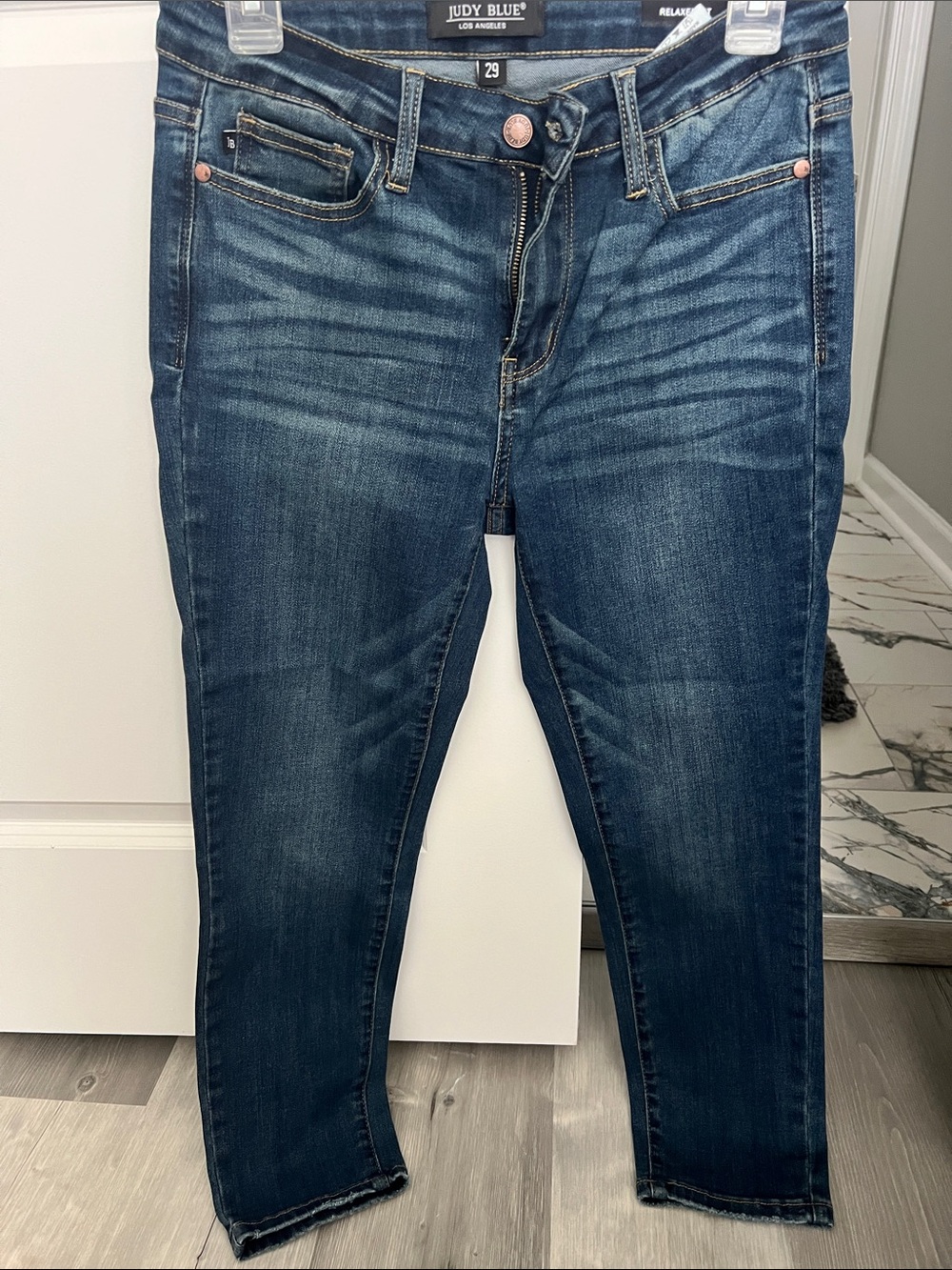 Judy Blue Dark Wash Skinny Jeans with Faded Whiskering